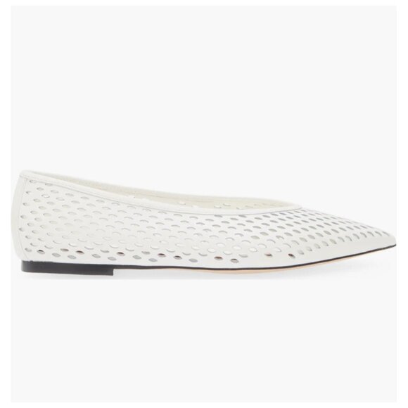 Nordstrom Scarlet Pointed Toe Flat in White Perforated Size 6 - Picture 3 of 14